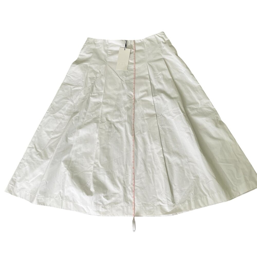 Zara White Pleated Midi Skirt - Size Large - Organic Cotton - Minimalist Chic - Picture 11 of 11